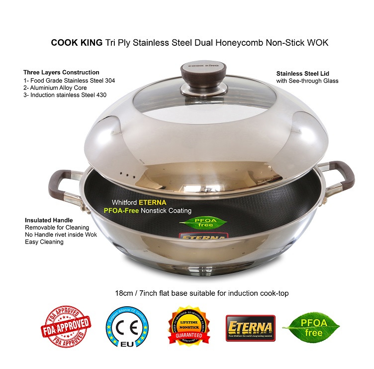 Premium COOK KING 9.5 Triply Stainless Steel Dual-honeycomb